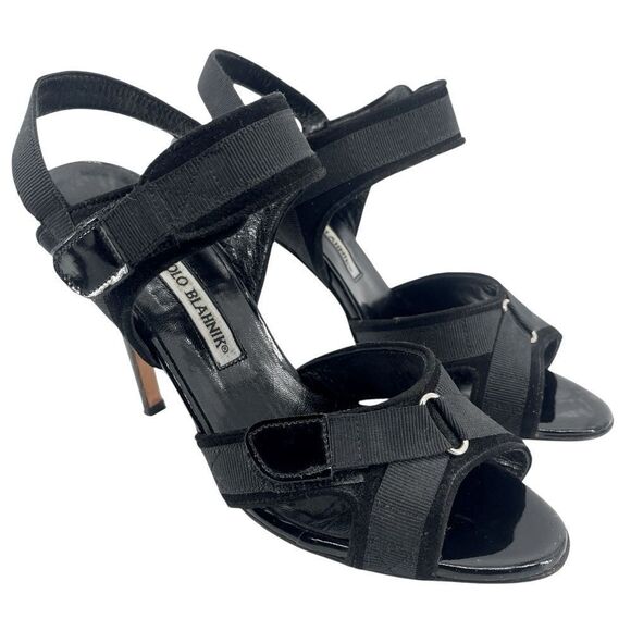 Manolo Blahnik Black Suede Slingback Sandals 7.5 Neiman Marcus Exclusive - Picture 17 of 17